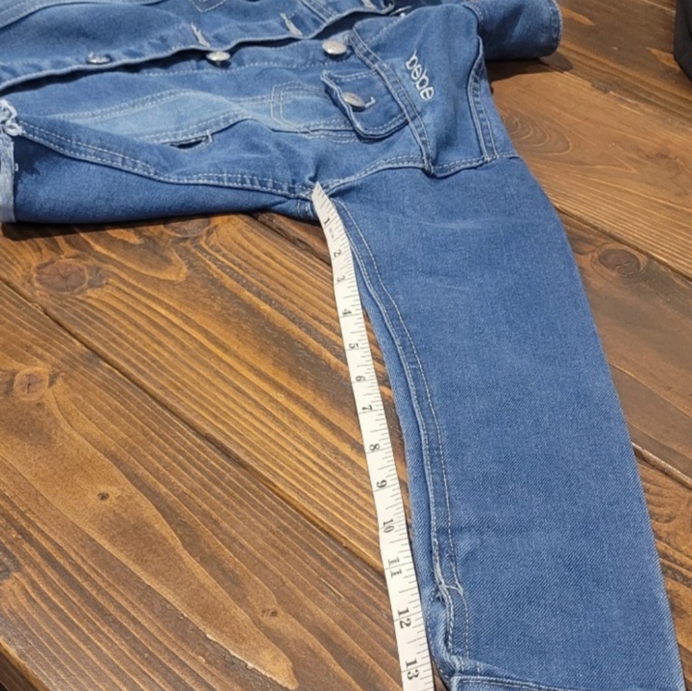 Nwot bebe Cropped Denim Jacket Girls Sz M 10/12 Read Post Measurements - Picture 10 of 14